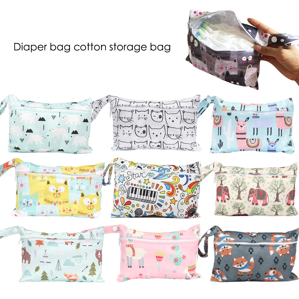 

Mini Wet Bag Reusable For Nursing Menstrual Pads Waterptoof PUL Snap Handle Wetbag Maternity Diaper Bag Stroller Bags