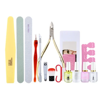 

14pcs Scissors Cuticle Pusher Home Sponge File Manicure Tool Set DIY Pedicure Washable Nail Clippers Polishing With Storage Box