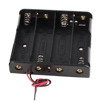 

2 Pcs Black Plastic Battery Holder Case w Wire for 4 x 18650 14.8V