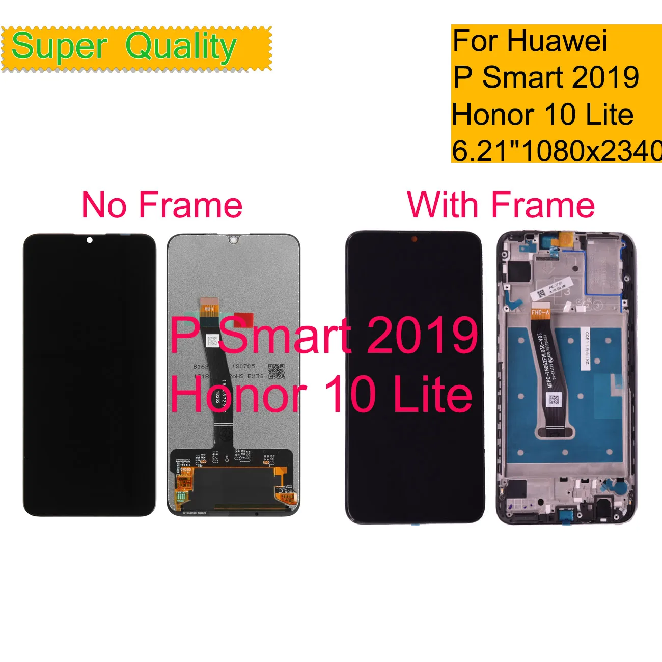 Original For Huawei P Smart 2019 LCD Display Touch Screen With Frame Assembly Complete for Honor 10 Lite LCD Monitor Replacement