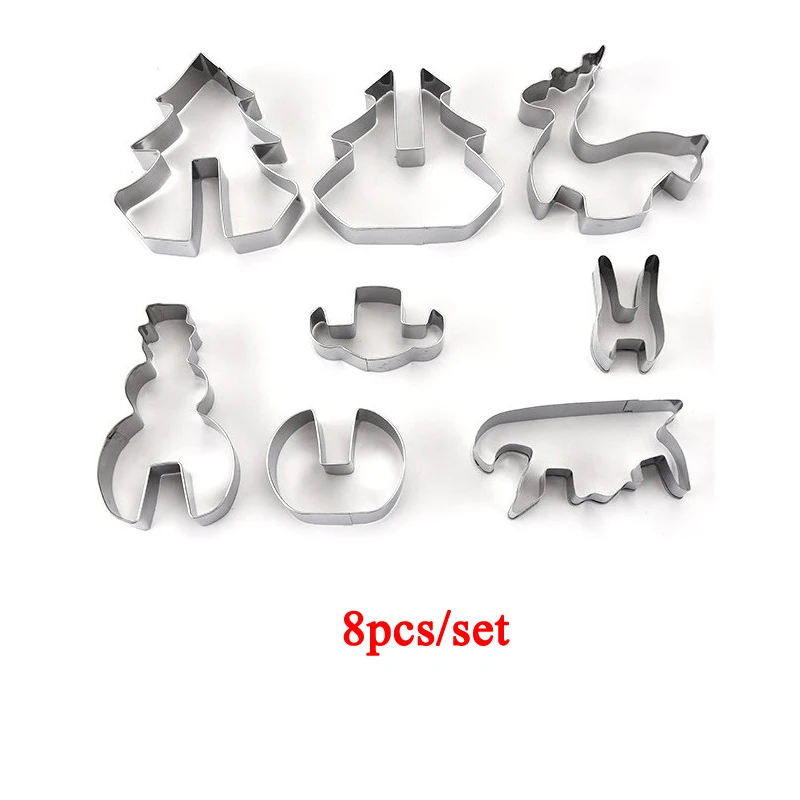 8pcs 18 шт./компл. из нержавеющей стали 3D рождественское печенье дом сценария ножи для тортов формочка для печенья резак DIY Инструменты для выпечки ZXH - Цвет: 8pcs