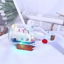 Строка светильник s бутылка с подсветкой Ночной светильник с плавающей лодкой коробка Медный провод Светильник деревянное основание дрейфующий дома и сада