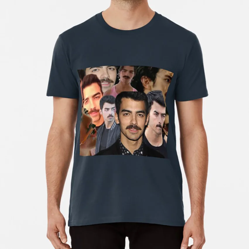 Joe Jonas с усами футболка joe jonas brothers dnce Усы Ник Джонас Кевин | Мужская одежда