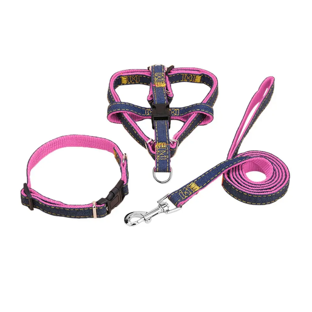 

Comfortable Pet Dog Nylon Harness Collars 3PCS/SET Adjustable Pet Leash Traction Belt Rope Pet Dog Accessories