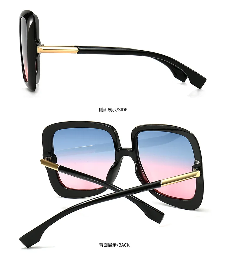 Women Retro Oversized Sunglasses Big Large Grain Frame