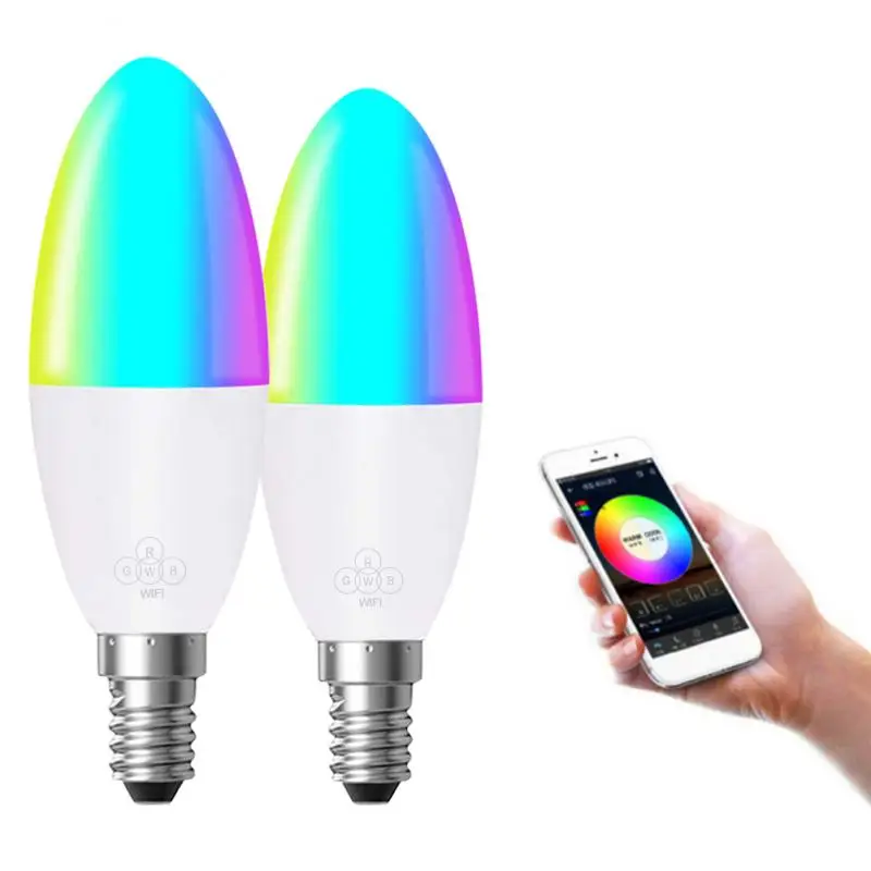 6 Вт светодиодные огни украшения E14/E27 смарт WiFi свечи лампы RGB Поддержка Alexa/Google