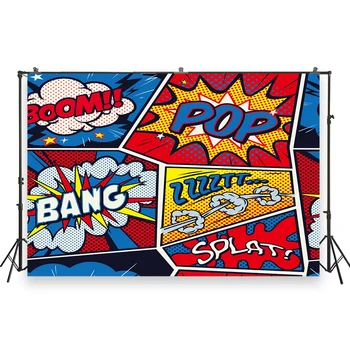 

HUAYI Photo Background Newborns Baby Shower Birthday Photography Backdrops Supermen Boom Studio Photobooth Backdrop XT-7005