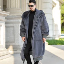

Winter Thick Faux Fur Coat Men High Quality Fuax Rabbit Fur Overcoat Luxury Long Mens Fur Coat Plus Size 3XL Male Plush Coats