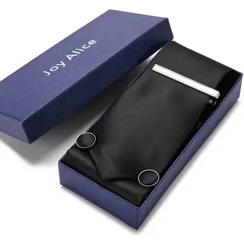 

New Classical Men 7.5cm 100% silk Tie Black Striped Fashion Designer Ties For Men Business Wedding Tie set Gift box 12568