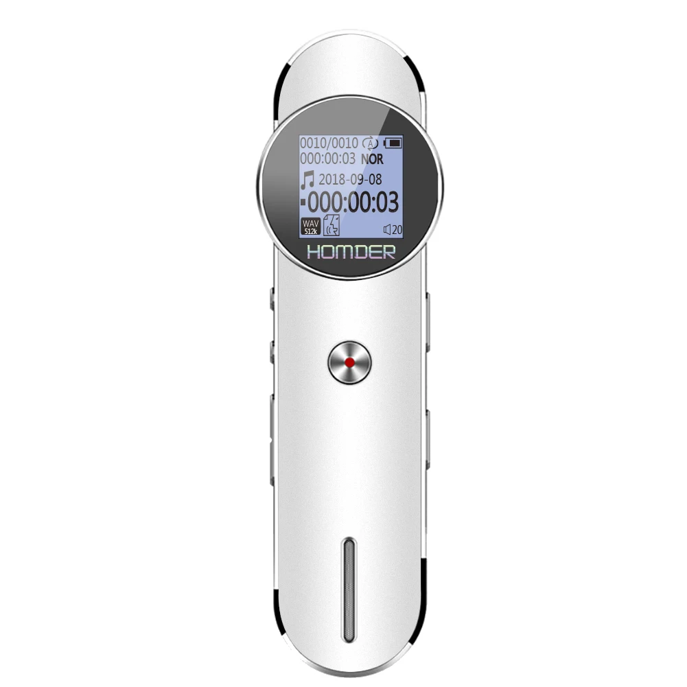 White TF-30 Digital Voice Recorder 1536kbps 8GB Stereo HD Voice Recorder with Dual Mic for Lectures/Meetings/Class Recording Device - Color: White