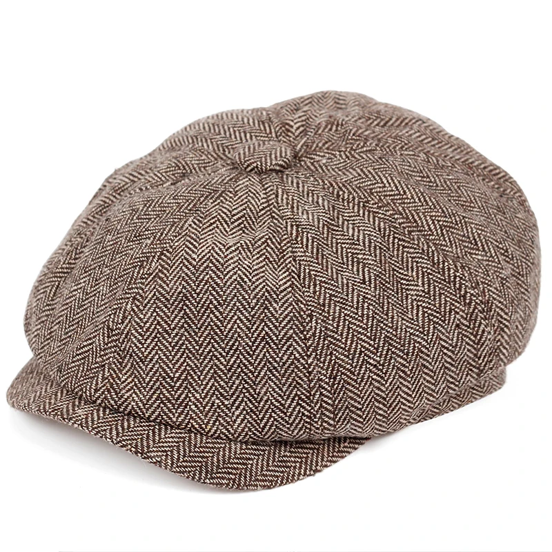 Retro Newsboy Caps Men Octagonal Hats Black British Painters Hats Autumn Winter Berets Herringbone Flat Caps Beret Hat Newsboy Cap Newsboy Hat Woolen Beret