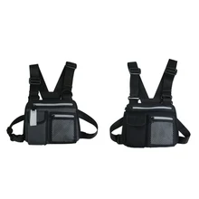 5062 светоотражающий Рюкзак серый хип-хоп нагрудная сумка, светоотражающая нагрудная сумка светоотражающий дизайн в полоску, более крутой и стильный