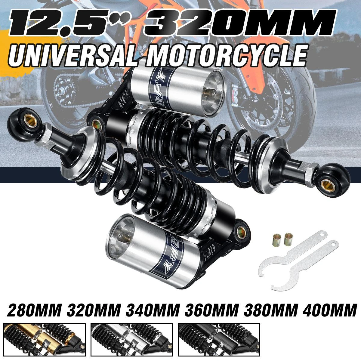 320mm amortiguadores para moto ATV Quad moto 12,5 "de la suspensión trasera Universal para Honda/Yamaha/Suzuki| | -