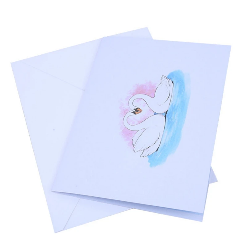  3D Pop Up Swan Greeting Cards Birthday Wedding Valentine Anniversary Invitations D08D - 4.00036E+12