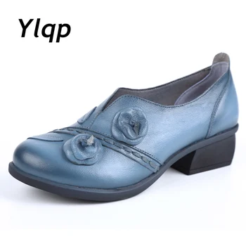 

New Arrival Female Low Thick Heels Pumps Designer Women Shoes Luxury 2019 Genuine Leather Loafers for Ladies Wedges Moccasins