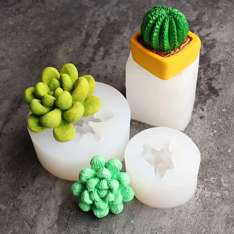 

Silicone Succulent Cactus Candles Handmade Mold Fondant Mold Soap Mold for Valentine's Day Birthday Party Wedding Home Decor