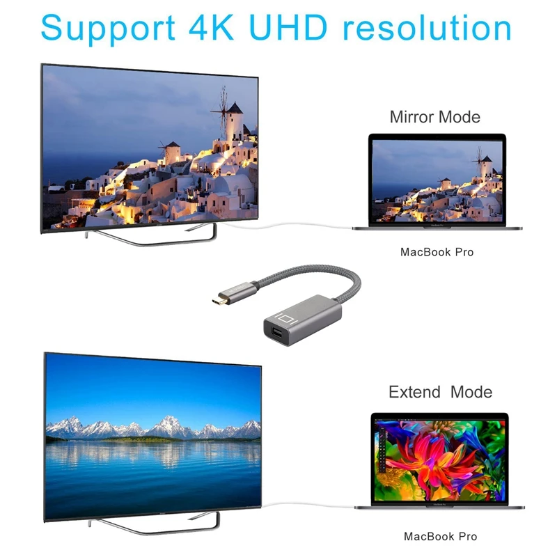 USB C для Mini display port(4K@ 60Hz), Thunderbolt 3 для отображения порта кабель Поддержка 4K Совместимость с MacBook Pro //Pro и