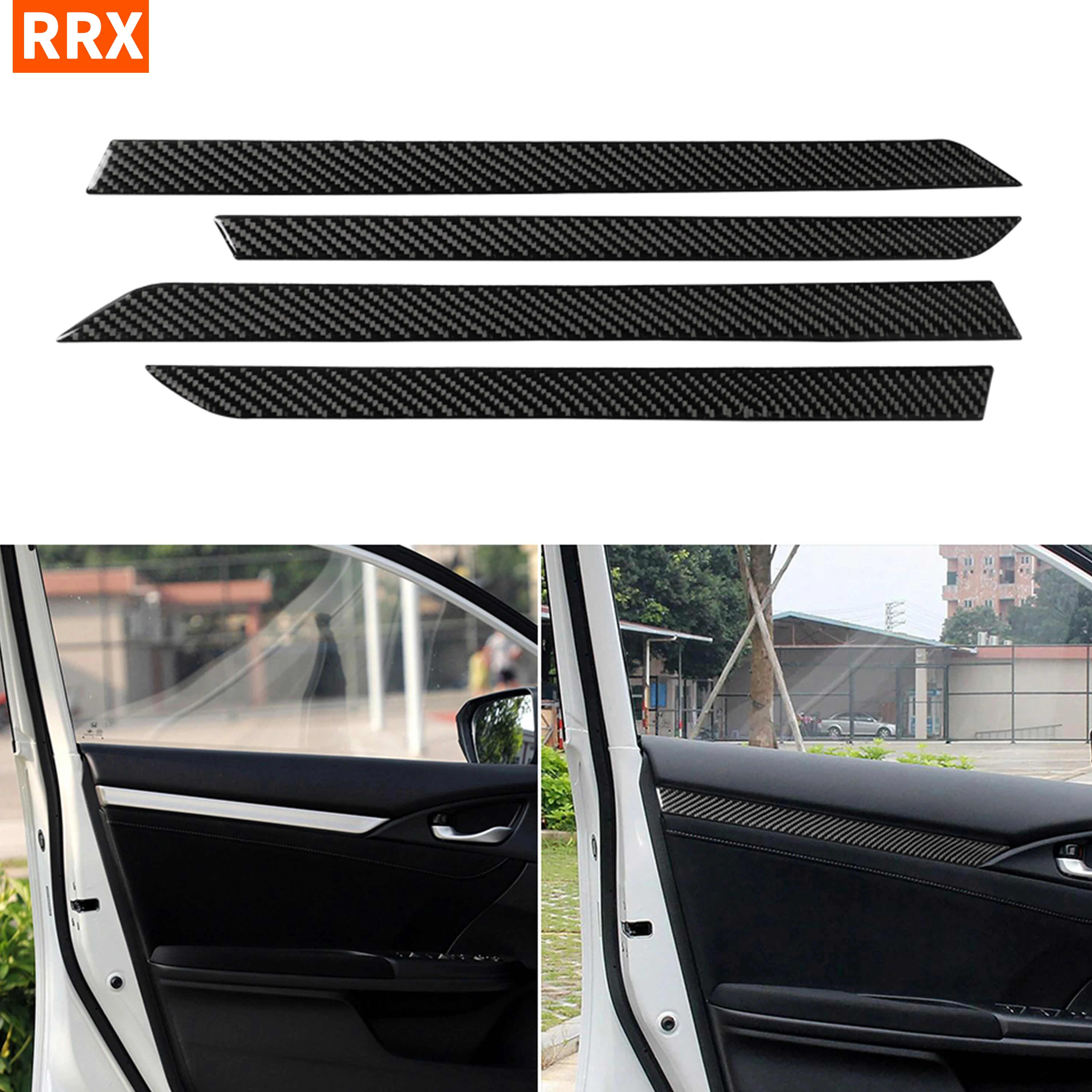 

For Honda Civic 10th Gen 2016-2019 Carbon Fiber Interior Door Panel Trim Sticker Window panel Strip Frame Decoration Car Styling