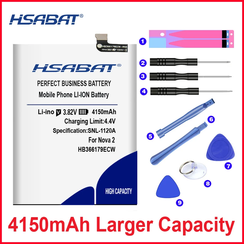 HSABAT 0 цикла 4150 мА/ч, HB366179ECW Батарея для HUAWEI Nova 2 CAZ-AL10 Nova2 PIC-AL00 PIC-TL00 PIC-L29 CAZ-TL00 PIC-LX9 PIC-L09