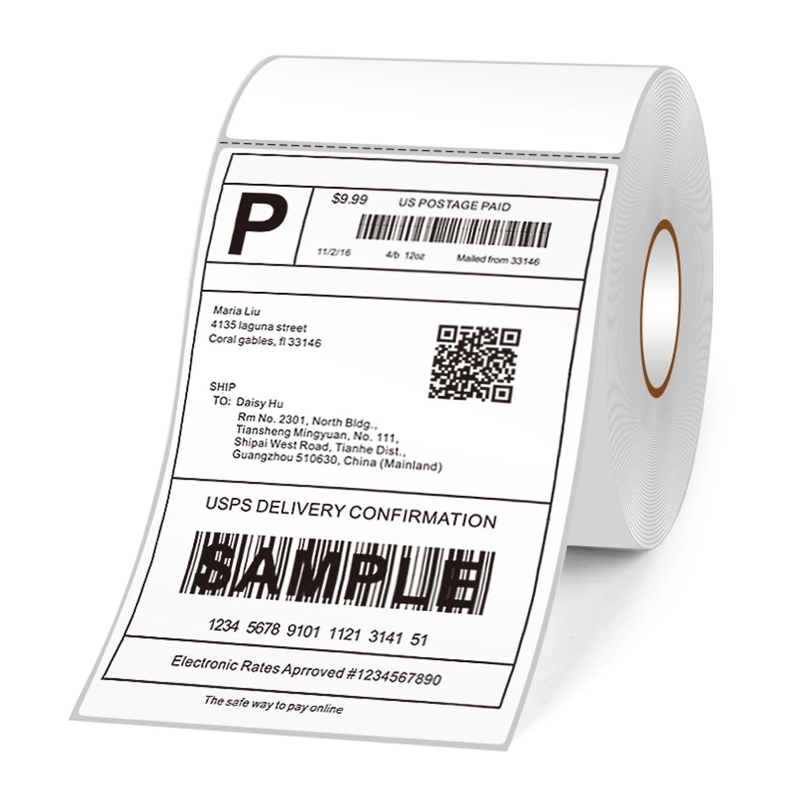 Thermal Shipping Labels Roll Shipping Package Thermal Printer Label Paper  Sticker Self-adhesive Waterproof