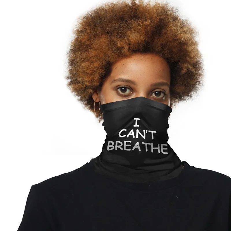 I Can't Breathe Letter Print Headband Half Face Mask Cycling Scarf Neck Bandanas Ski Sport Hiking Scarf Outdoor Headwear Unisex head scarves for men