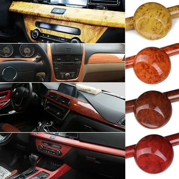

Glossy Car Interior Wood Grain Texture Sticker Decal Sheet Film DIY Waterproof 100*30CM Decorative Stickers