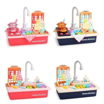 

Kids Play House Water Wash Basin Kit Plastic Simulation Electric Dishwasher Sink Pretend Play Kitchen Toy For Children Girl Gift