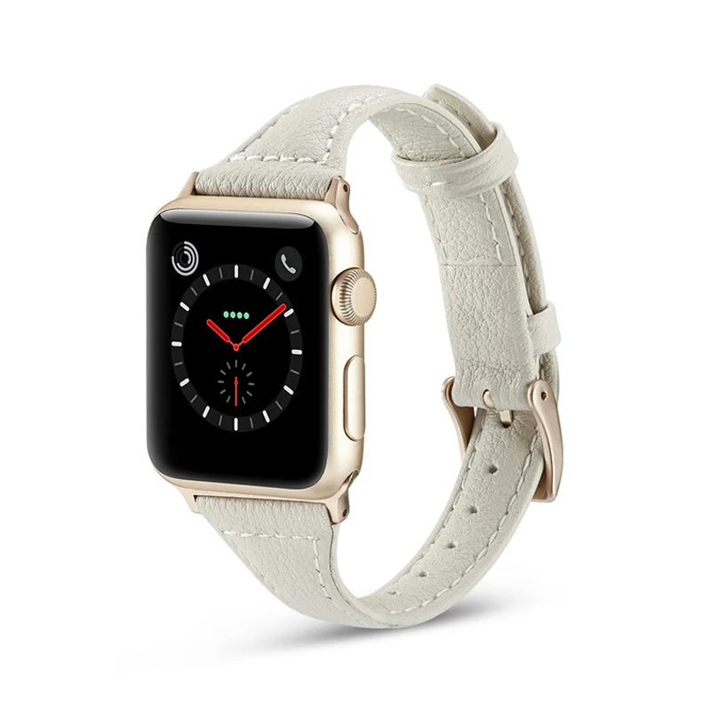 Тонкий кожаный ремешок для apple watch band 44 мм 40 42 38 браслет iwatch 6/5/4/3/2/1|Ремешки часов| |