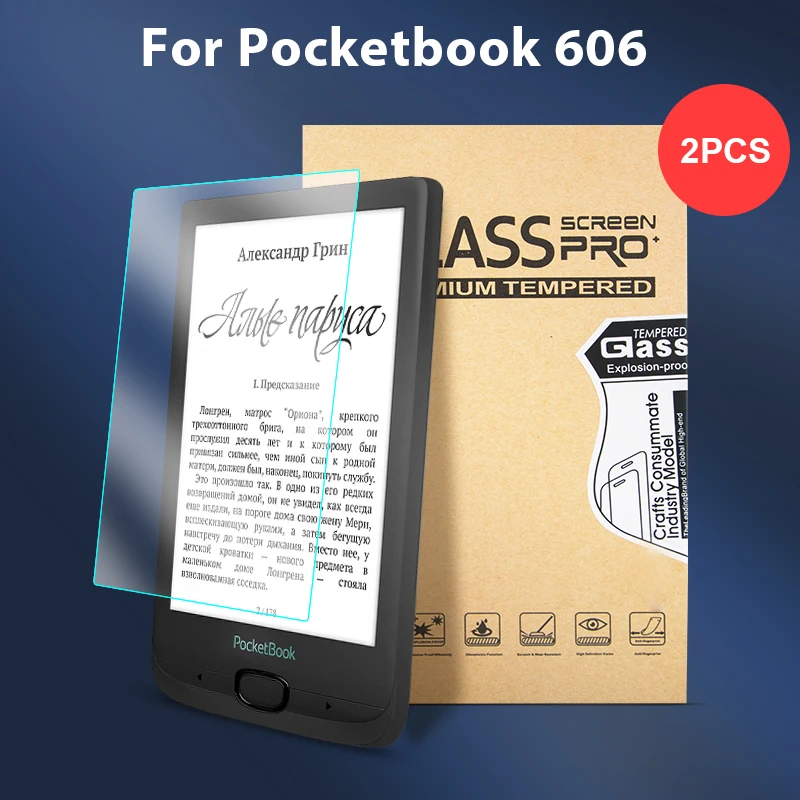 

2PCS/Lot Ultra Clear Screen Protectors Film Funda for Pocketbook 606 628 633 Tempered Glass Guard for pocketbook touch lux 5