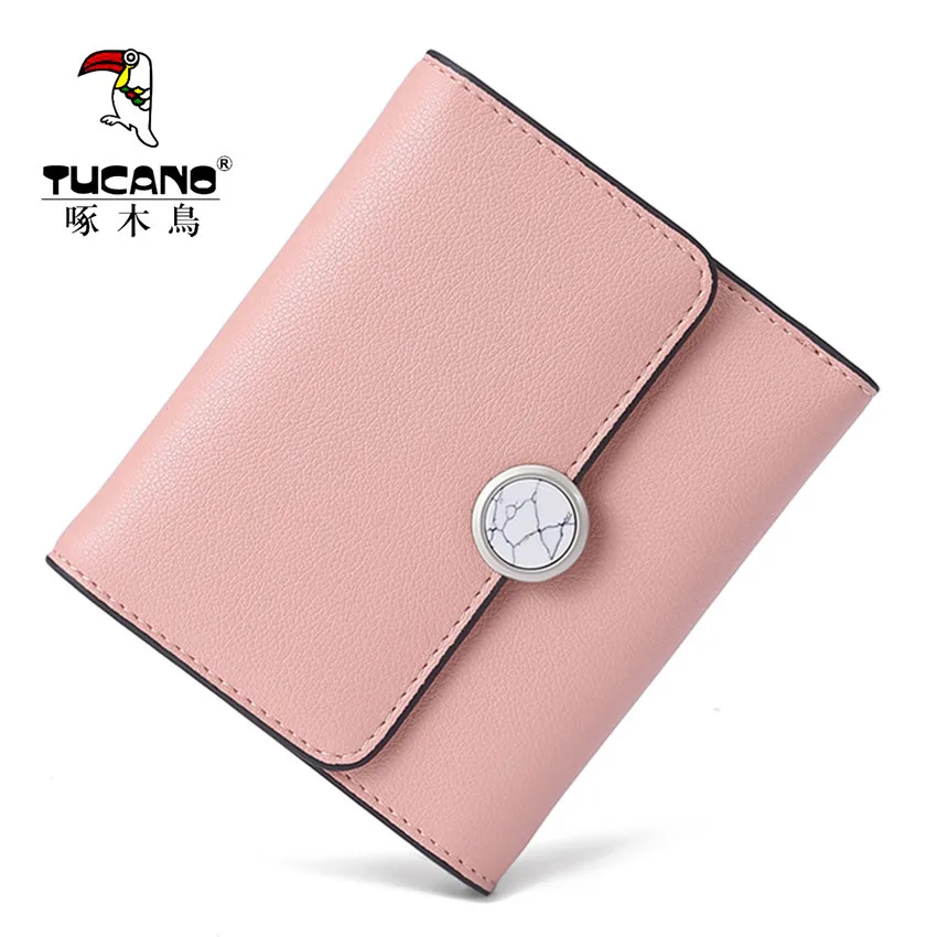 

TUCANO Wallet Women's Short 2019 New Style Simple Small Wallet New Style Buckle Wallet Women's Card Bit More Wallet