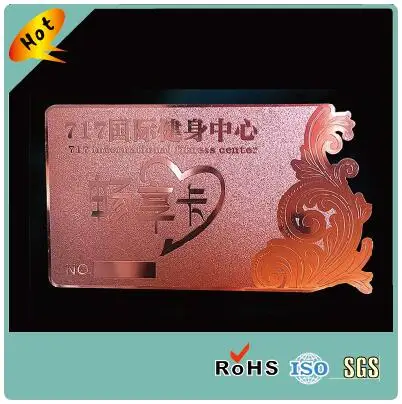 Горячая 85*54 мм гравированная розовая позолоченная металлическая визитная карточка из нержавеющей стали