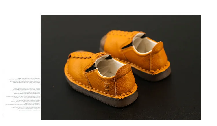 Scsech/детская кожаная обувь для мальчиков; весенние кроссовки с мягкой подошвой; модная прошитая Осенняя повседневная обувь для детей; LSH07