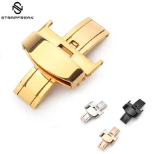 Пряжка для установки в виде бабочки 10, 12, 14, 16, 18 мм, 20 мм, 22 мм, 24 мм, нержавеющая сталь 316L, двойная нажимная складная застежка для ремешка часов