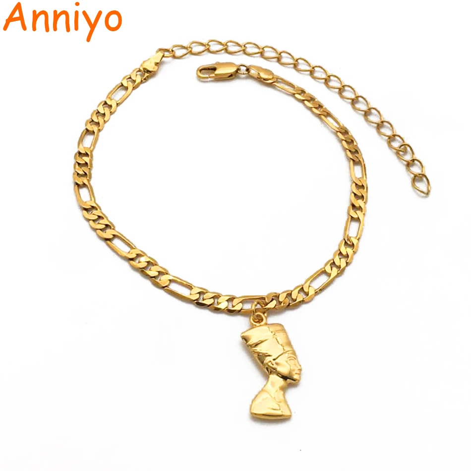 استرخاء الترفيهية المخاطر  Anniyo خلخال الملكة المصرية نفرتيتي للنساء ، سلسلة قدم ذهبية ، مجوهرات ،  هدية أفريقية ، بيع بالجملة ، #215106|Charm Bracelets| - AliExpress
