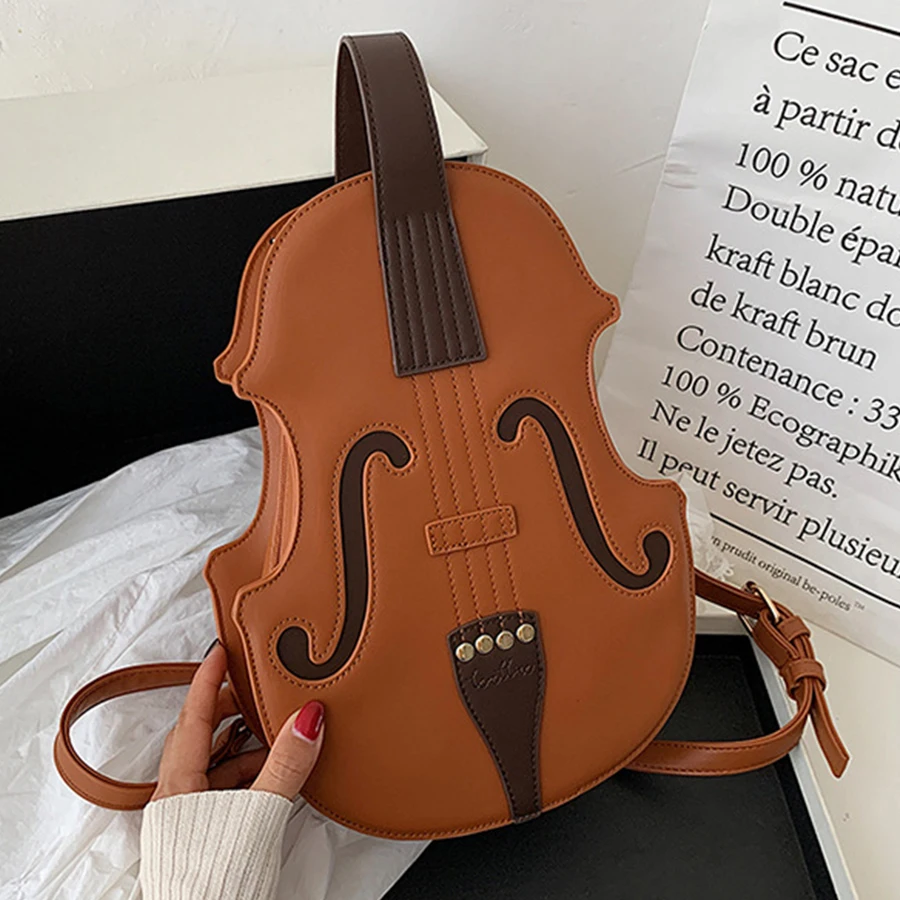 

Personality Violin Shaped Women Shoulder Bag Fashion Musical Instrument Design Women's bag 2020 Cute Cartoon Handbag Girls Purse