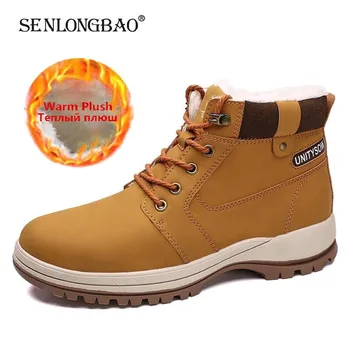 

Waterproof Winter Men's Boots Warm Fur Men Snow Boots Men Winter Work Casual Shoes Sneakers High Top Rubber Ankle Boots Size 46