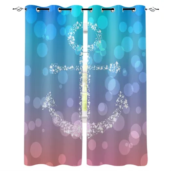 

Anchor Fantasy Bubble Gradient Window Curtains LivingRoom Kitchen Curtains Left and Right Biparting Open