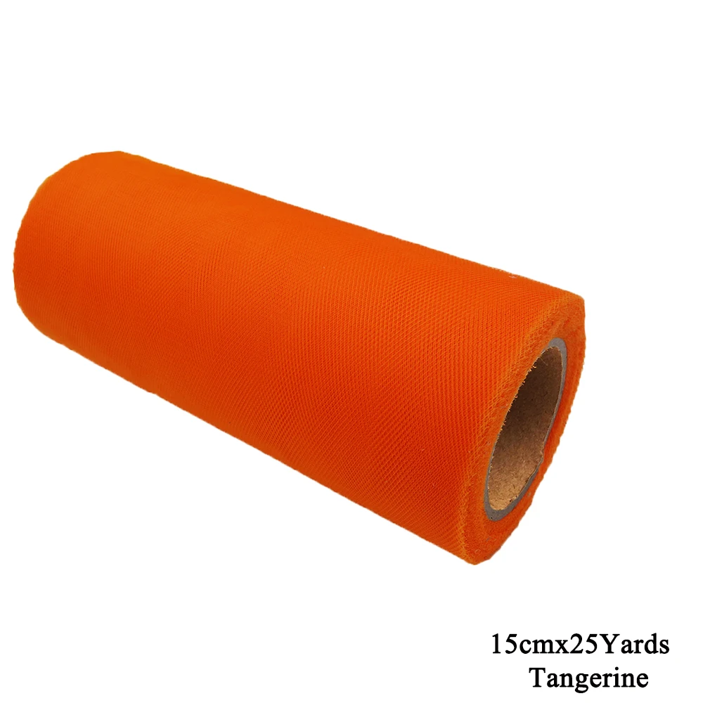 Tangerine 6inch Star Tulle Roll 15cm 25Y Glitter Sequin Organza Mesh DIY Tutu Skirts Poms Laser Craft Birthday Wedding Shower Party Supply - Цвет: Tangerine