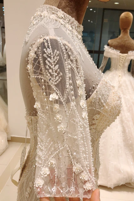 SL8033 luxury beads flower wedding dress mermaid robe de mariee princesse vestidos de novia sereia 2020 dress women jurkjes abit 6