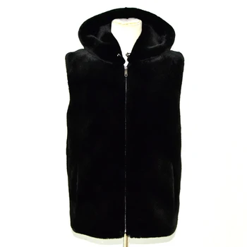 

Fake fur Winter warm men mink fur vest with hood thick and have zipper Windproof, soft and comfortable