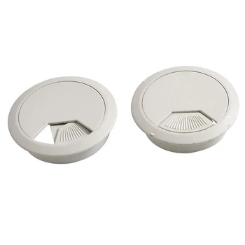 

New 2 pcs computer desk plastic grommet hole caps cable covers 53 mm gray