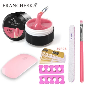 

10 Colors Nail Extension Gel Set Uv Phototherapy Painless Double Toe Separator Anti-crack Durable Detergent Gel Manicure Lamp