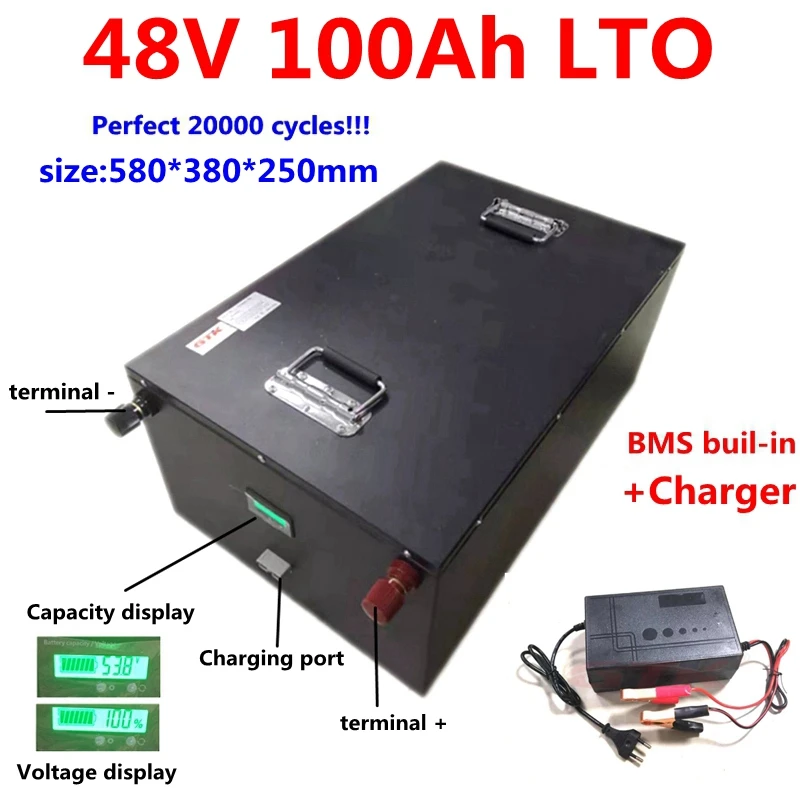 48V 100AH LTO аккумуляторная батарея 48В 100Ah не 80Ah литиевая для 7000 Вт RV EV autocaravans