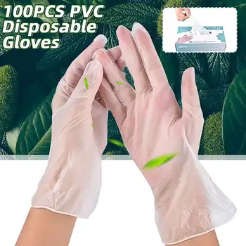 

100Pcs Disposable Gloves Industrial Universal Medical Transparent PVC Latex Gloves For Household Garden Cleaning Washing Gloves