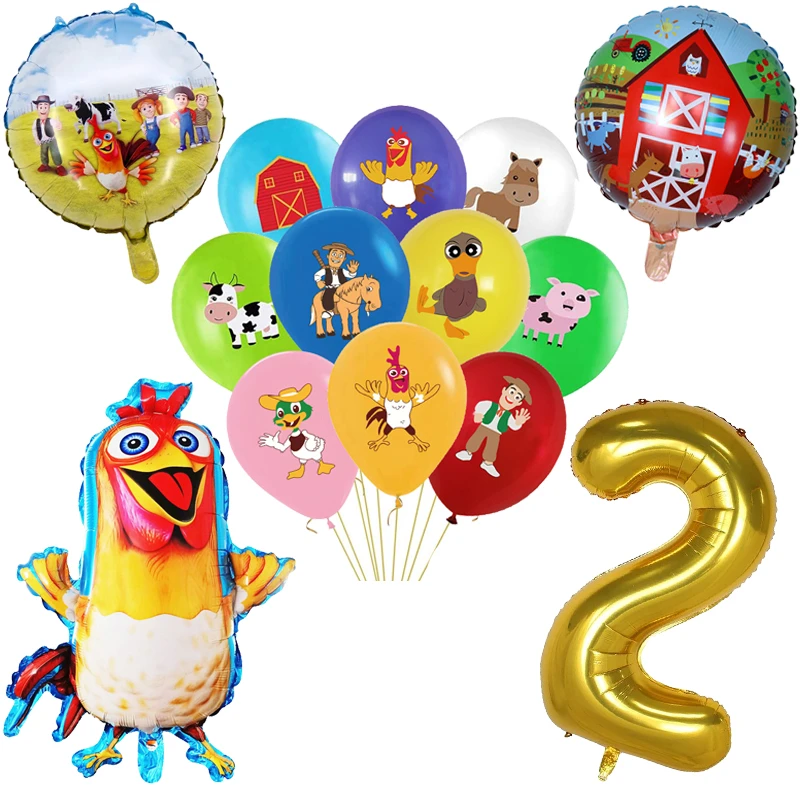 Juego de globos de La Granja Zenon para mascotas, set de 14 unids/set con  número dorado, pollo, vaca, cerdo, vaquero, cumpleaños, sueño, Rangeland,  animales de Granja|Globos y accesorios| - AliExpress
