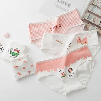 

Women Cute Panties Japanese Style Solid Color Lace Briefs Fashion Comfortable High Waist Seamless Panties For Women . T