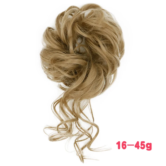 MERISIHAIR Synthetic Girls Curly Scrunchie Chignon With Rubber Band Brown Gray Hair Ring Wrap On Messy Bun Ponytails M-16