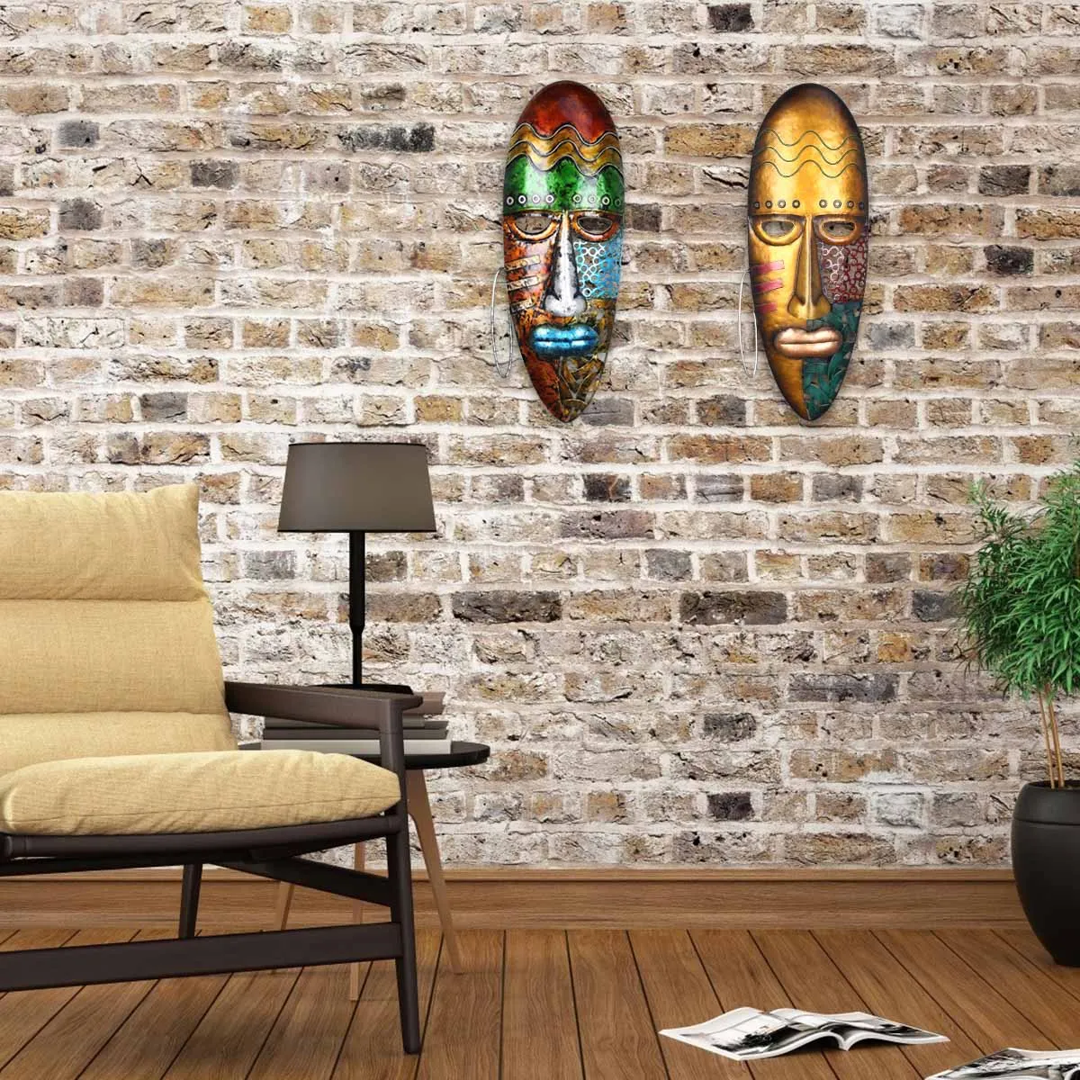 African Hanging Face Mask Wall Art Decor