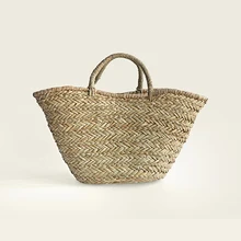

Casual Natural Straw Basket Bags for Women Wicker Woven Handbags Summer Beach Rattan Bag Large Capacity Tote Bali Big Purse 2021
