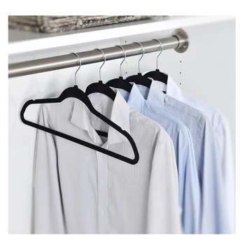 

10PCS Non-Slip Ultra-Thin 360 Degree Swivel Flocked Adult Clothes Hangers with Tie Bar Notched Shoulders for Garmen garment rack